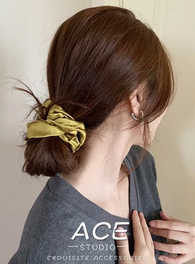 露思同款黑色30姆米真丝大肠圈高级桑蚕丝发圈扎头发无痕头绳发饰
