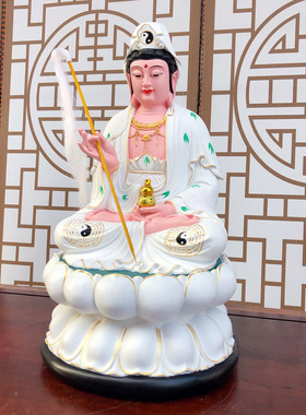 慈航道人神像树脂佛像摆件12寸16寸19寸十二金仙女白衣慈航真人