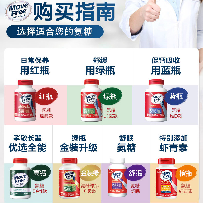 MoveFree益节氨糖软骨素维骨力骨胶原软膏关节官方旗舰店美国进口