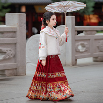 Girls horse noodle dress 2023 new autumn and winter clothing childrens ancient clothes Hanfu girl Chinese wind gush for the winter season