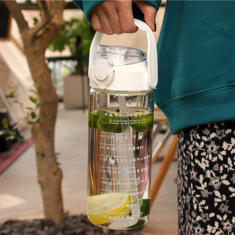 大容量玻璃杯1000ml女生网红男1500毫升水杯夏季带吸管耐高温杯子 - 图1