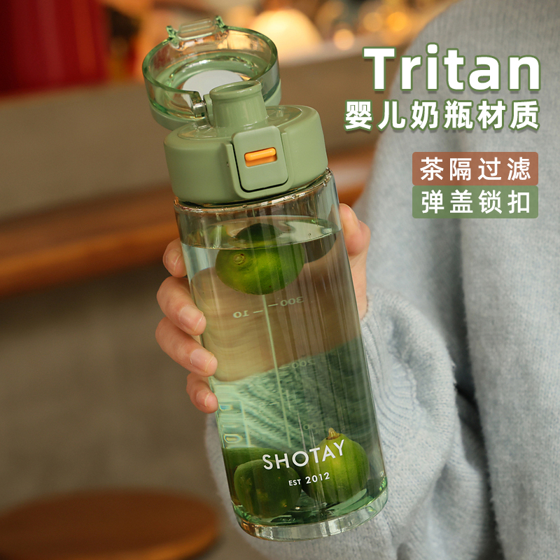 tritan水杯男生高颜值塑料耐高温运动女骑行便携防摔夏天泡茶杯子