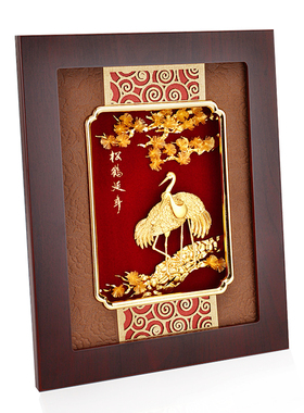 立体画松鹤延年爷爷长辈寿辰摆件