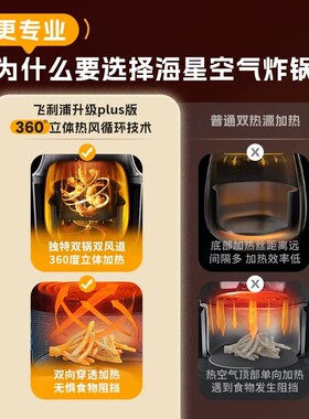 飞利浦海星5系可视免翻面空气炸锅6.2L大容量NA332/331智能电炸锅
