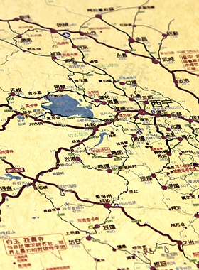 川藏线地图挂画牛皮纸