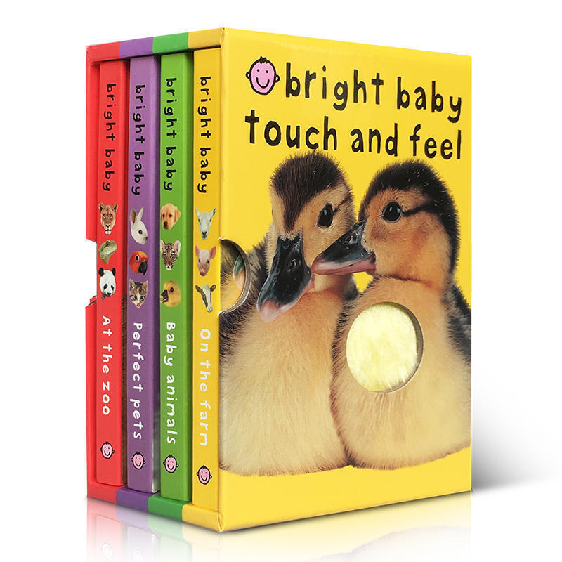 低幼认知 动物触摸书4册盒装 Bright Baby Touch and Feel Boxed Set 英文原版 明亮宝贝 Roger Priddy Books 聪明的孩子 英语书籍 - 图1