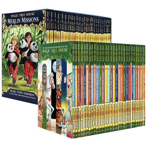 Magic Tree House 1-53册 神奇树屋全册套装1-28 梅林的任务1-25英文原版 儿童桥梁章节趣味故事书神奇的书屋英语绘本小说读物书籍 - 图0