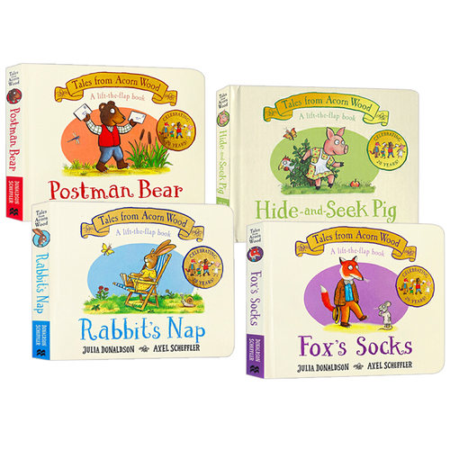 橡树林的故事集4册 英文原版 Tales From Acorn Wood 纸板翻翻书绘本 Postman Bear/Rabbit's Nap/Fox's Socks儿童课外阅读书籍 - 图0
