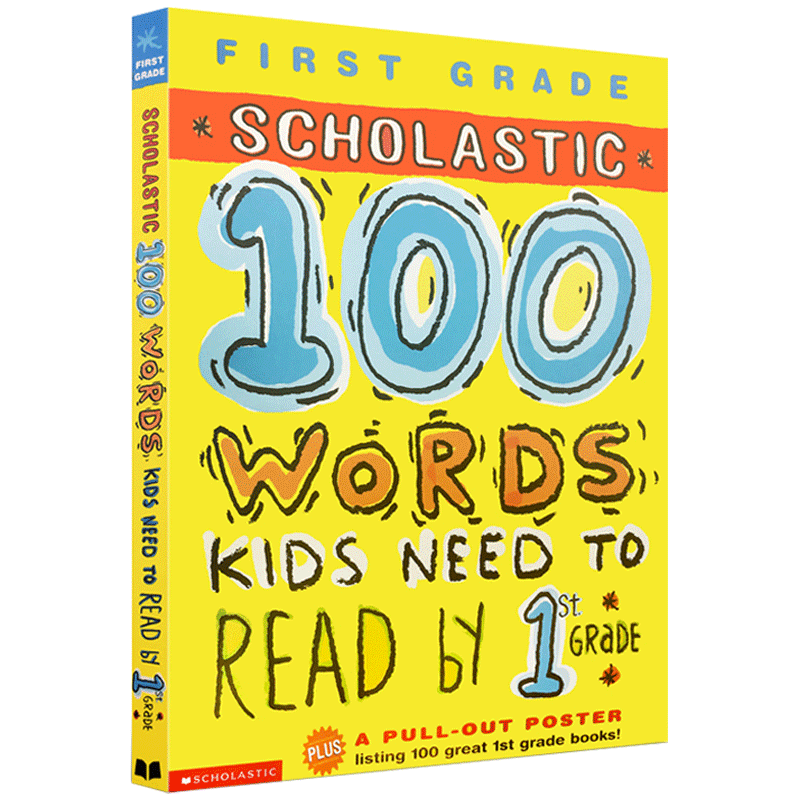 Scholastic 100 Words Kids Need to Read by 1st Grade 学乐美国小学一年级100个英语词汇  英文原版单词练习册 进口书籍 - 图1