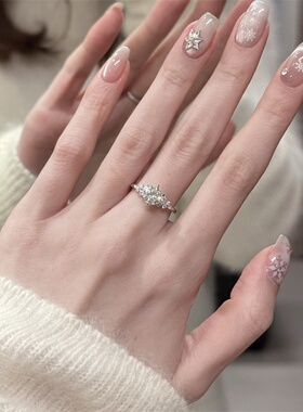 超闪圆形锆石戒指女轻奢高级感