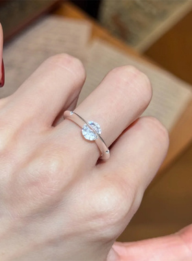 可转动锆石星球环绕闪钻戒指小众