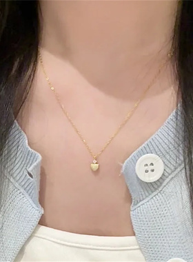 拉丝爱心镶钻项链轻奢高级颈链