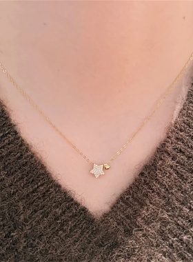 日系简约金爱心颈链星星通勤项链