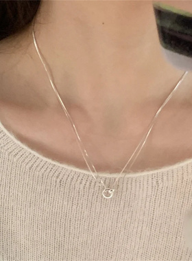 极简风圆环双层项链小众感锁骨链