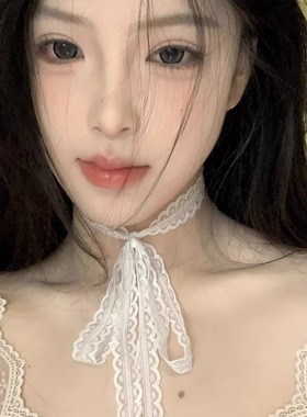 叠戴蕾丝飘带春夏百搭丝巾项链