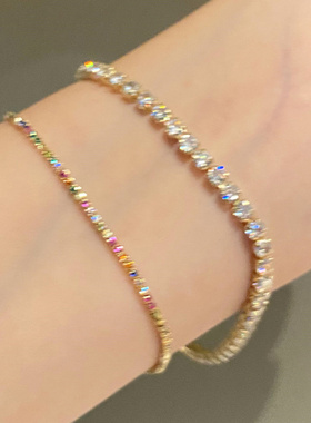 彩色锆石极细手链多巴胺可抽拉