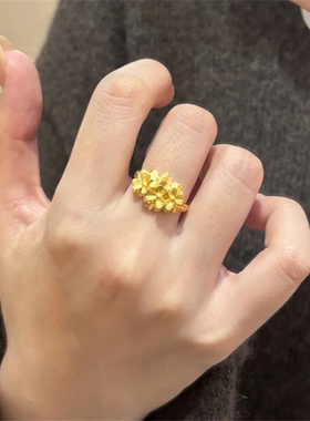 古法金色繁花小花塔戒指立体花朵