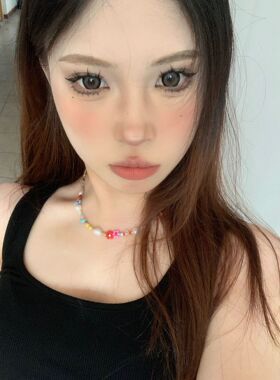 颈链女彩色珍珠花朵项链手工串珠