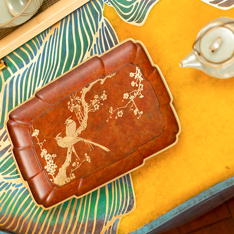 朱炳仁铜喜笑颜开铜茶盘简约实用干泡台茶托功夫茶具配件结婚礼物 - 图3