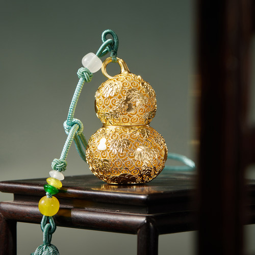 朱炳仁铜福禄欢喜挂件包挂装饰配件花丝工艺铜葫芦生日新年送礼 - 图2