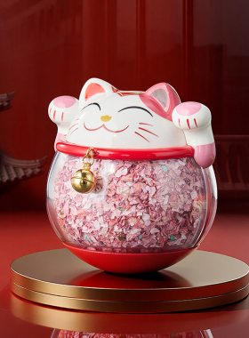 朱炳仁铜兜财猫碎钞招财猫可爱不倒翁解压摆件家居办公桌面装饰品