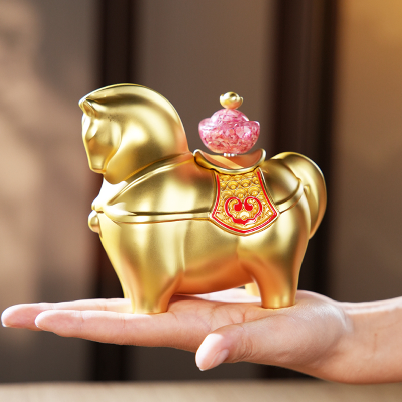 朱炳仁铜金马送财摆件手把件本命年送礼新品碎钞元宝精美礼物 - 图2