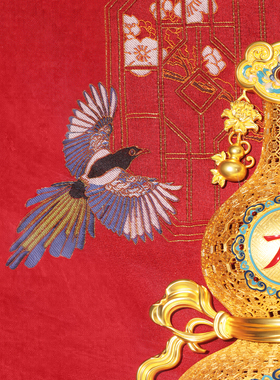 朱炳仁铜锦绣铜辉·福禄寿喜葫芦壁画工艺品客厅玄关家居装饰