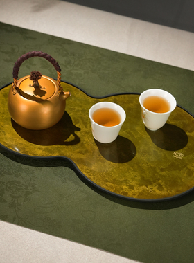朱炳仁铜 福禄干泡盘茶盘功夫茶具新中式复古家用茶台茶道装饰