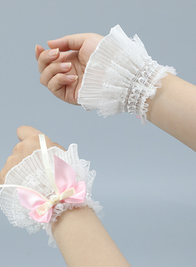 蕾丝蝴蝶结手袖Y2K甜酷少女