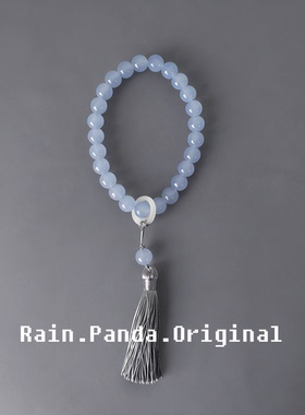 雨熊y2k亚文化手串ins水色灰蓝色流苏手链新中式小众手镯