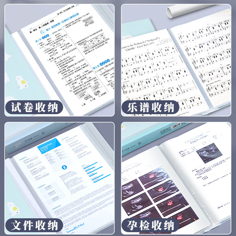 得力a4文件夹透明插页活页夹多层收纳册档案资料册大容量报告夹翻页塑料分类100多页袋试卷书夹子小学生初中-图3