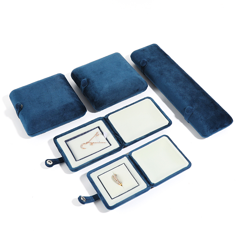 轻奢项链盒绒布双开按扣紫色项链手镯耳钉耳环手链珠宝首饰盒送礼 - 图2
