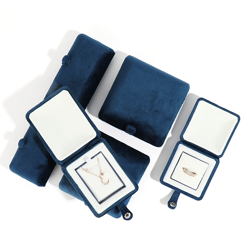 轻奢项链盒绒布双开按扣紫色项链手镯耳钉耳环手链珠宝首饰盒送礼 - 图1