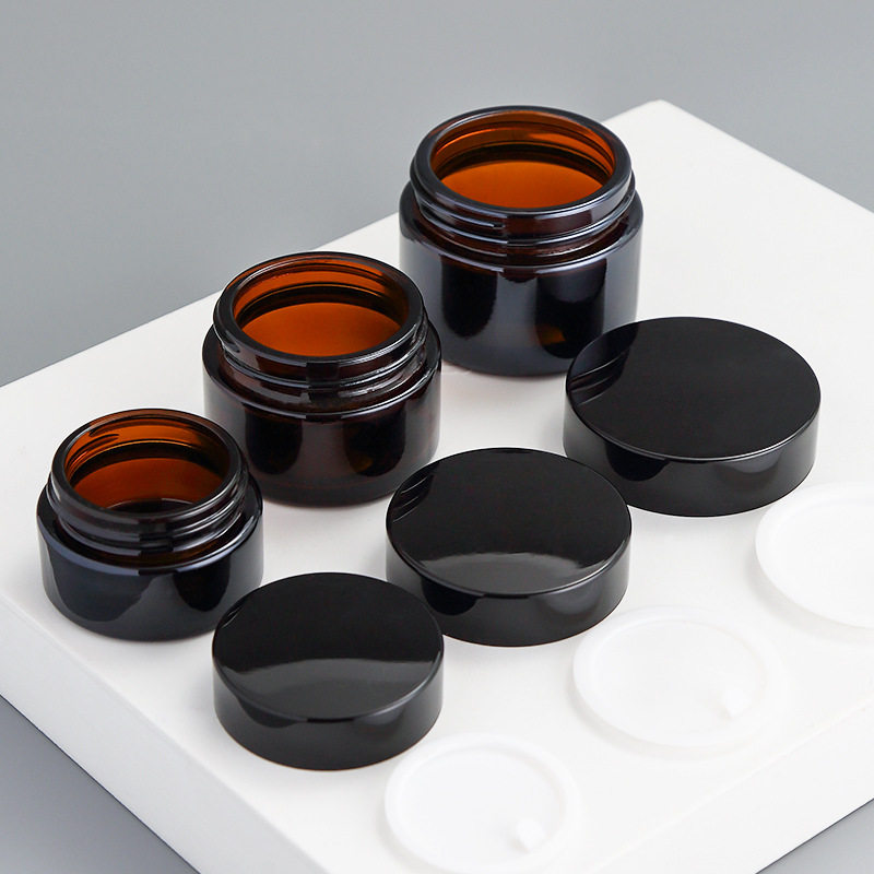 棕色玻璃化妆品分装瓶膏霜瓶眼霜面霜瓶遮光精油便携磨砂旅行小样,淘宝优惠券,粉丝福利购,淘宝优惠卷
