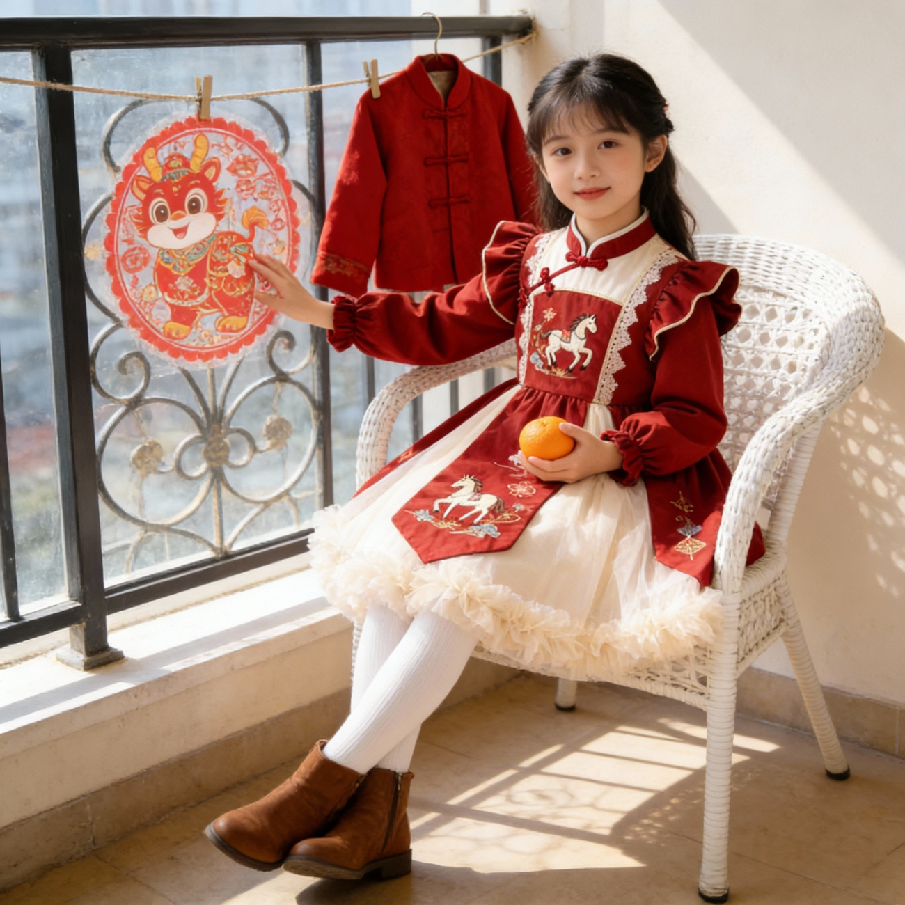 女童2026新款马年拜年服小女孩中式唐装汉服连衣裙加绒蓬蓬公主裙,淘宝优惠券,粉丝福利购,淘宝优惠卷