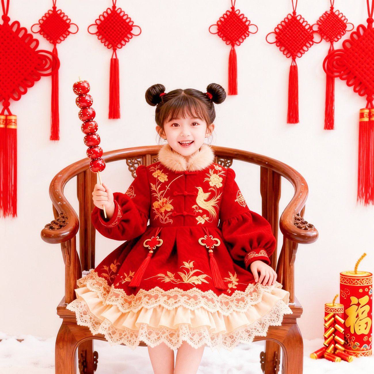 女童2026新款新中式加绒连衣裙宝宝洛丽塔生日公主裙新年拜年服,淘宝优惠券,粉丝福利购,淘宝优惠卷