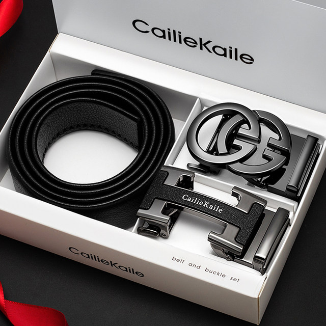 Genuine men's belt genuine leather automatic buckle brand belt