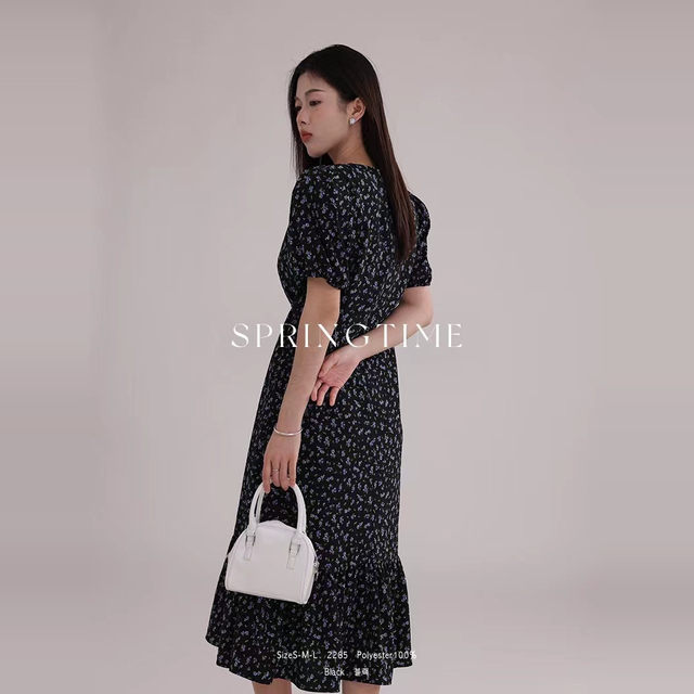 Korean version Spring new floral long women's dress 2285 Fashionable and refreshing women's dress