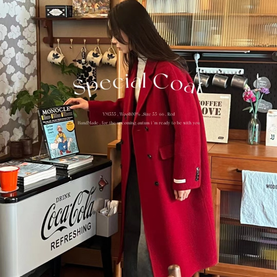 特价 韩版羊毛长毛大衣555 纯羊毛休闲百搭女高级感气质羊毛外套 - 图0