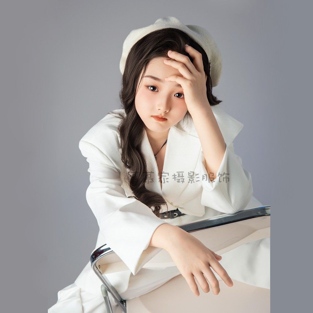 女孩时装白色高奢西服套装杂志时尚封面影楼拍照写真走秀演出服装,淘宝优惠券,粉丝福利购,淘宝优惠卷