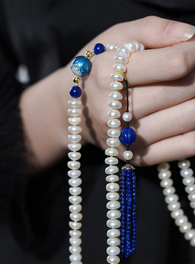 阿仅大漆珠珍珠女旗袍项链