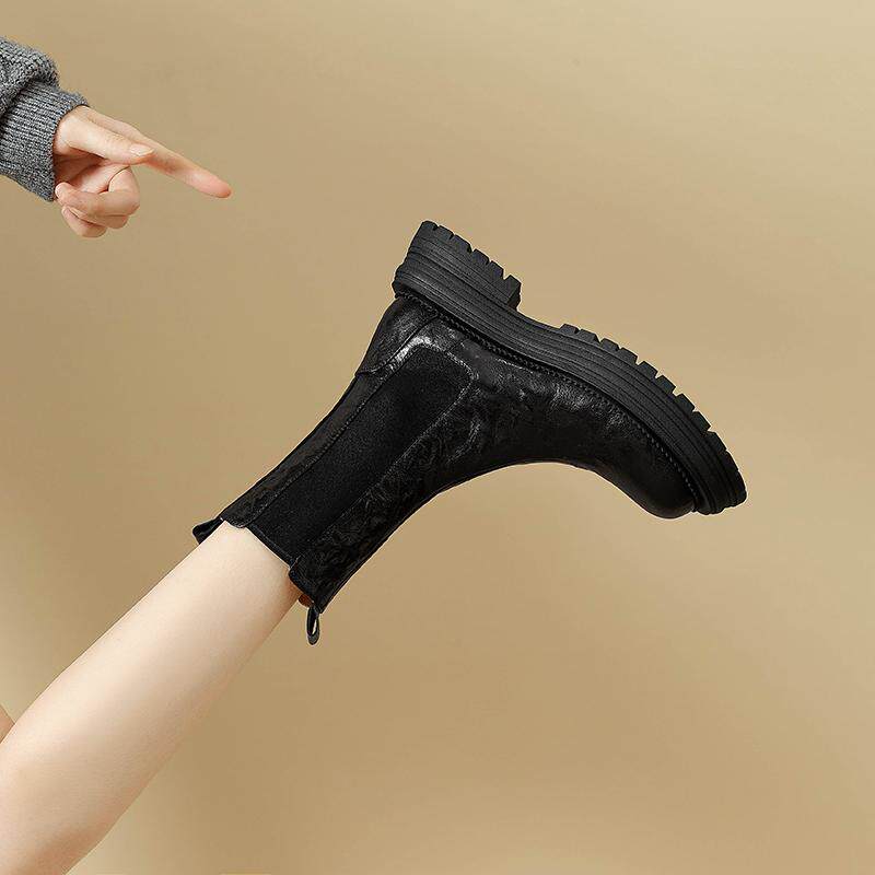 Chelsea boots thick sole sheepskin British style