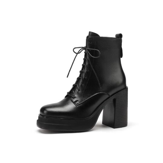 Women's Martin boots with platform laces, retro brown temperament