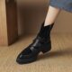 Platform sole women's boots with belt buckle and genuine leather pointed toe thick soles