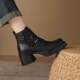 Small thick sole round toe chunky heel short boots