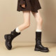 Autumn thick sole thick heel Martin boots belt buckle British style boots