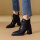 Martin boots for small women, thick soles, heightening, pointed toes, British style