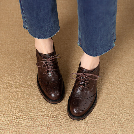 High heels lace up brogue oxford shoes