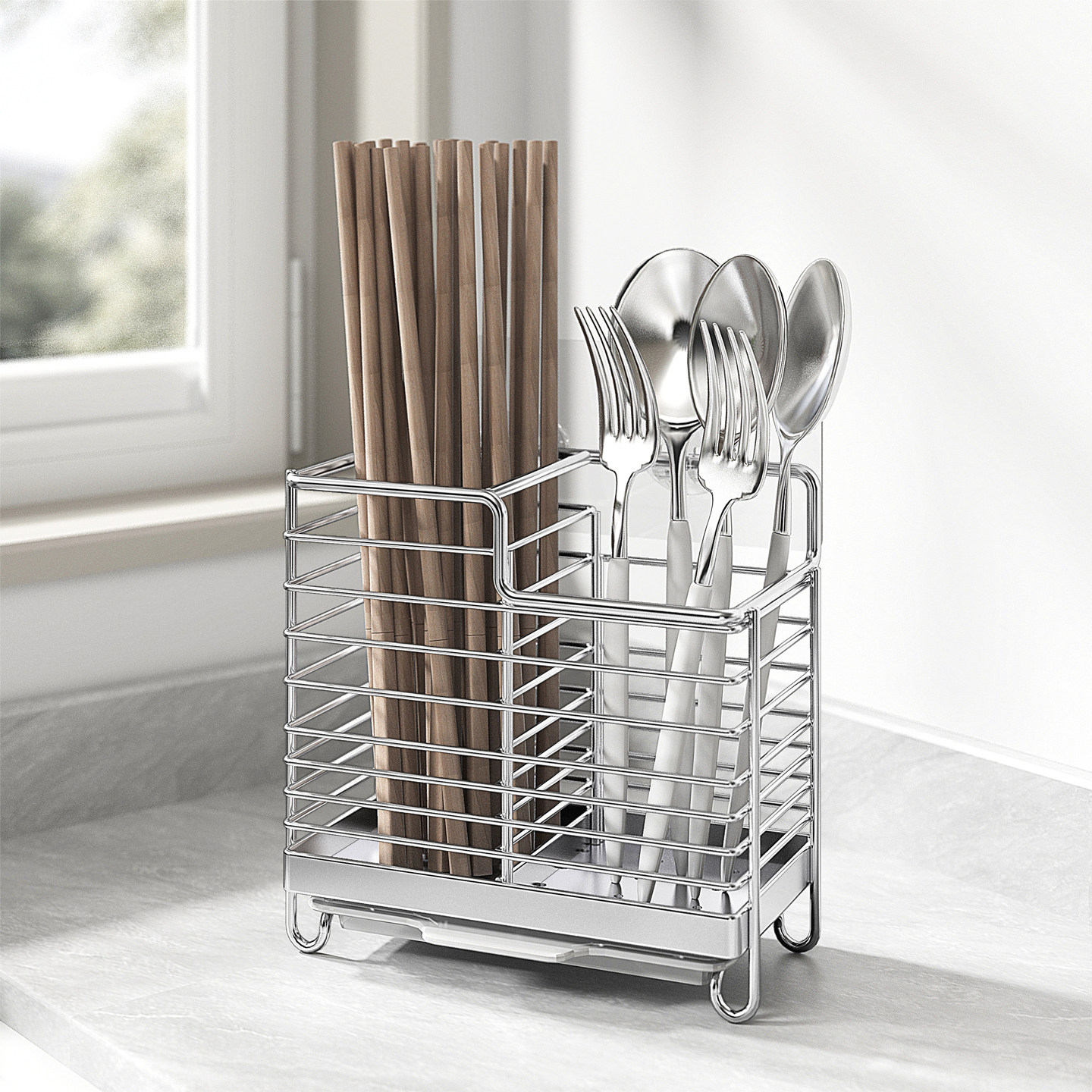 304不锈钢筷子筒可悬挂壁挂式筷笼筷子桶 厨房勺子收纳置物架家用,淘宝优惠券,粉丝福利购,淘宝优惠卷
