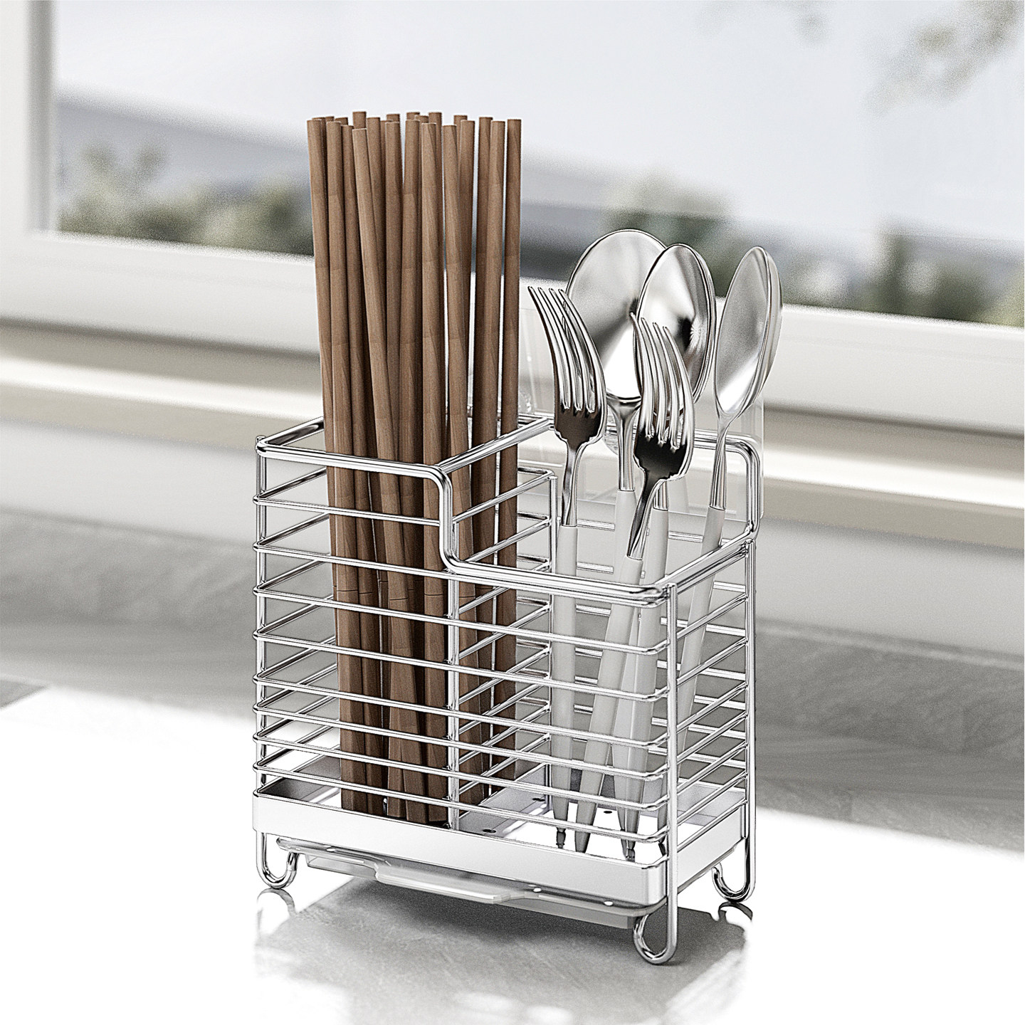 304不锈钢筷子筒可悬挂壁挂式筷笼筷子桶 厨房勺子收纳置物架家用,淘宝优惠券,粉丝福利购,淘宝优惠卷